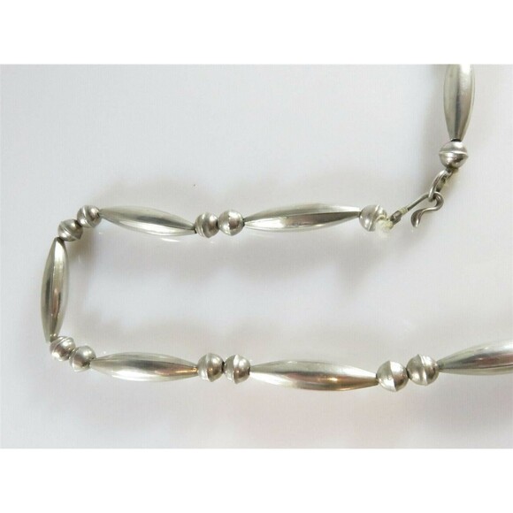 Tsethlikai Jo. Zuni Sterling Silver Coral Turquoise Bench Made Sterling Necklace - Picture 2 of 10